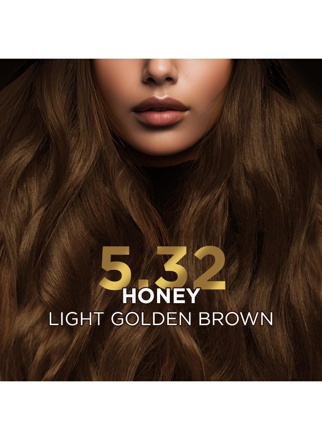 BBLUNT Salon Secret High Shine Conditioning Hair Colour With MaliPeptide BondTechto reduce breakage| Honey Light Golden Brown 5.32 | No Ammonia 100% Grey Coverage | Long Lasting Colour |Salon at home 130g - Image 3